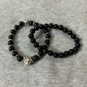 2 Natural Stone Stacking Bracelets